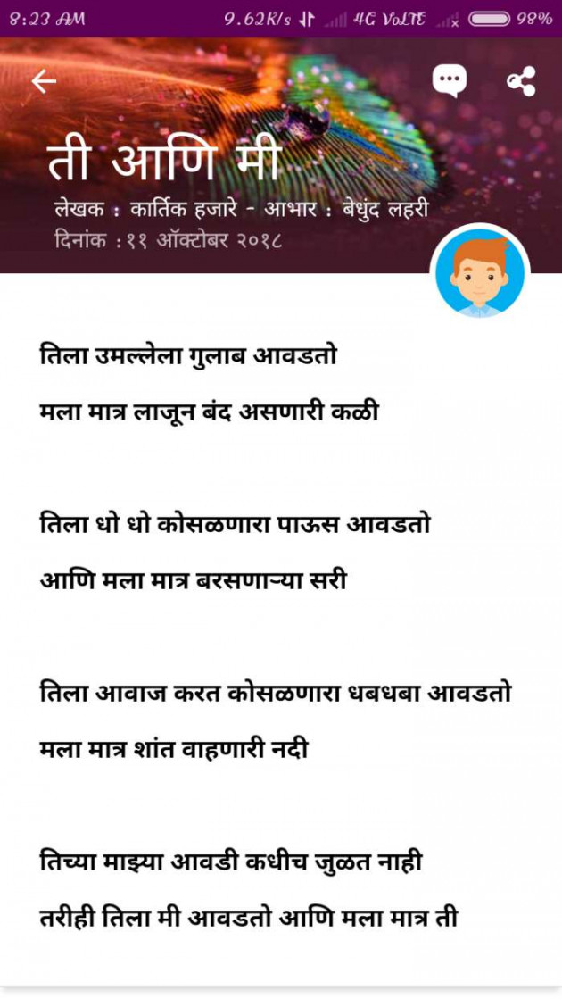 Marathi Shayri by Karthik Hajare : 111063656