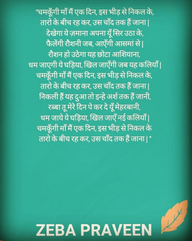 Hindi Poem by zeba Praveen : 111400781