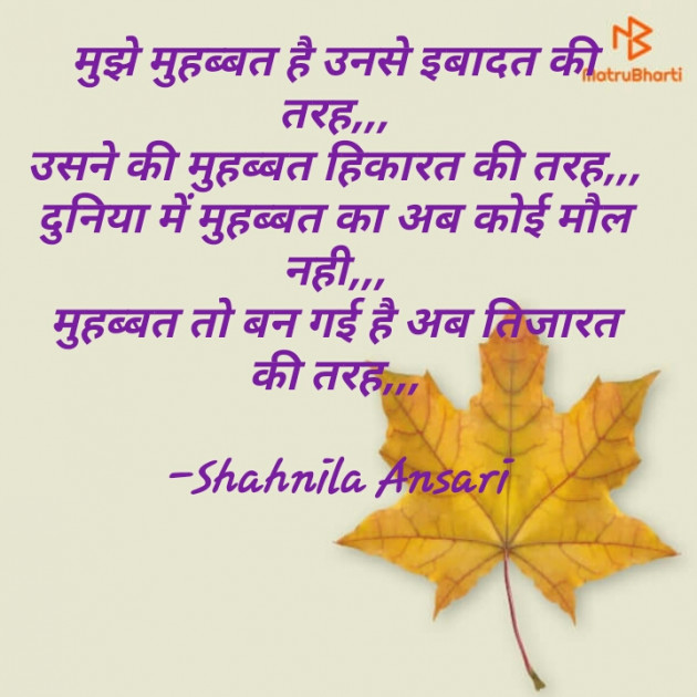 Hindi Shayri by Shahnila Ansari : 111607709