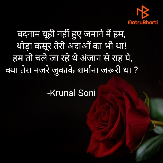 Hindi Shayri by Krunal Soni : 111855606