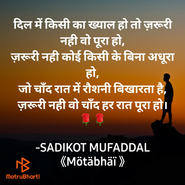 Hindi Shayri by SADIKOT MUFADDAL 《Mötäbhäï 》 : 111862307