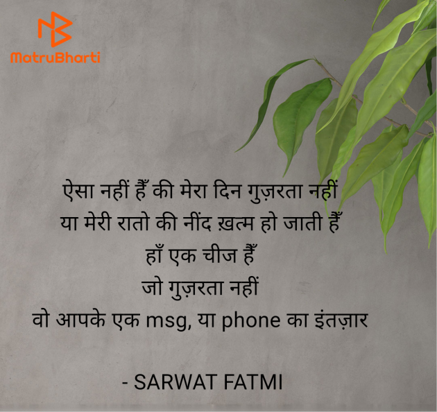 Hindi Shayri by SARWAT FATMI : 111953843