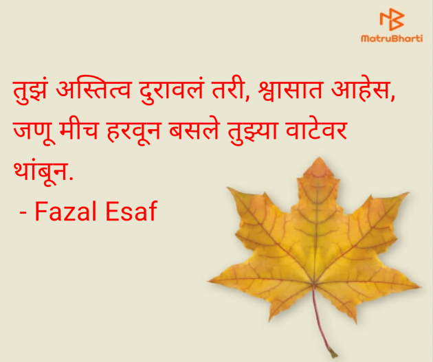 Marathi Poem by Fazal Esaf : 111978218
